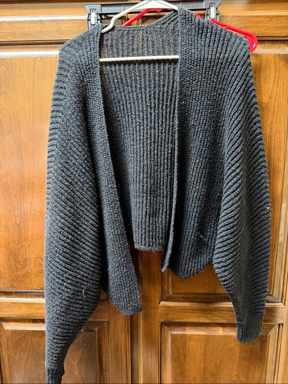 SHEIN Black Ribbed Open-Front Women's Cardigan